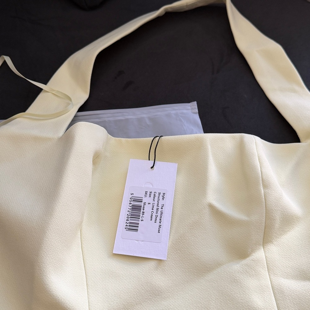 Elegant Cream Halter Mini Dress - Picture 3 of 6